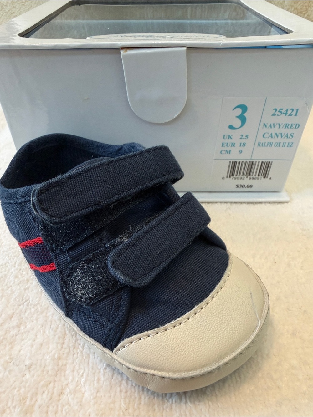 Kids Navy Canvas Velcro Sneakers - Lauren Style